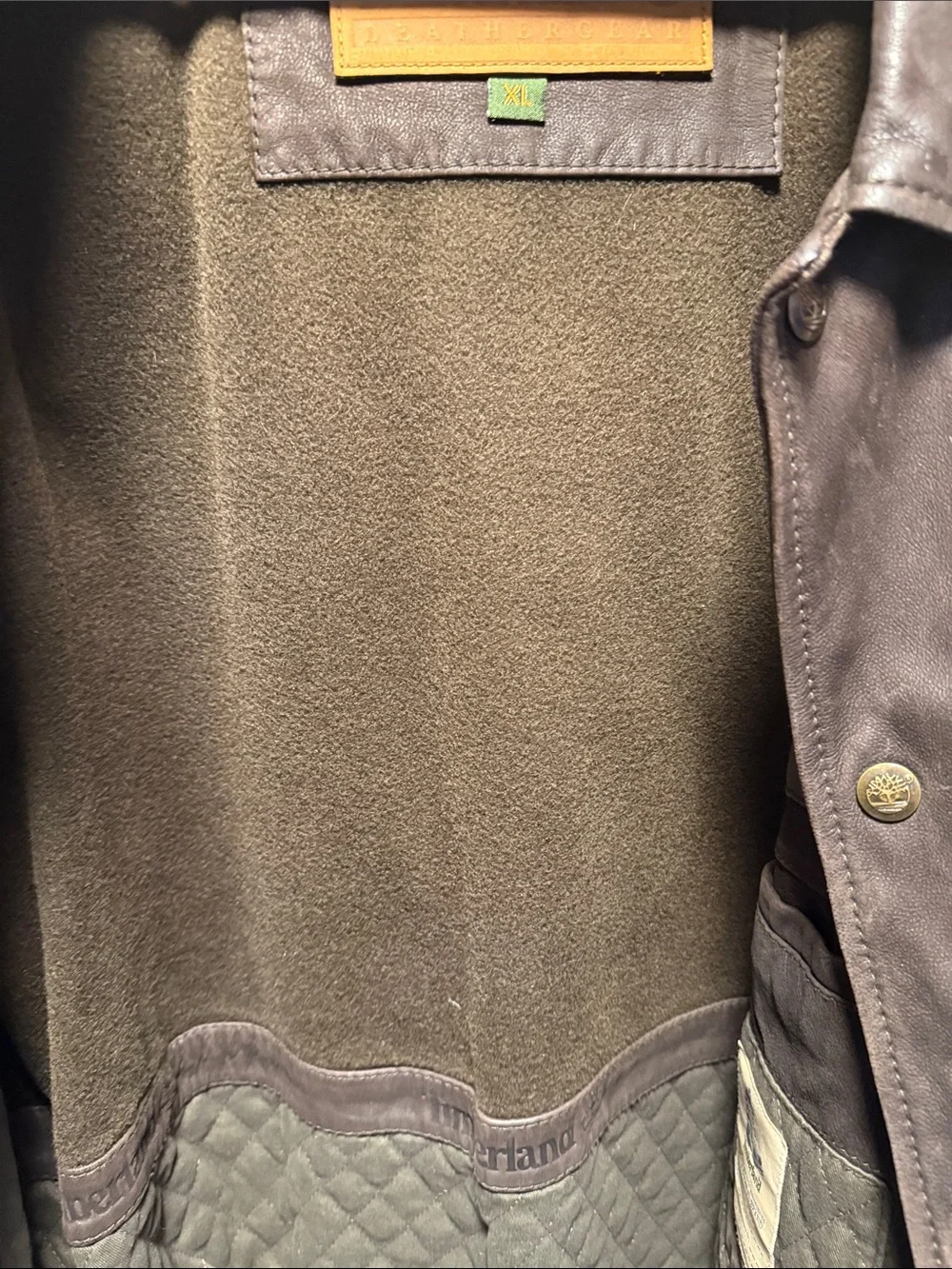 Vintage Timberland Two-Tone Brown Leather Bomber Jacket